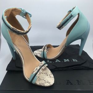 L.A.M.B. Jazmyn Heels in BLU/GRY